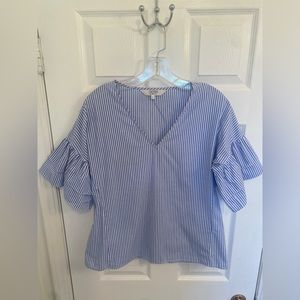 EUC Crosby by Mollie Burch 3/4 length Top | Blue & White Stripes